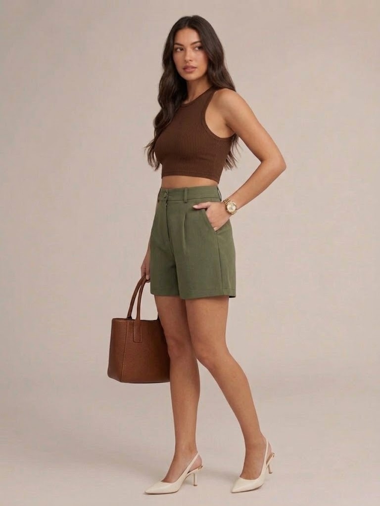 Pierina - Dames bermudashort met rechte pijpen en lichte stretch