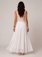 Pomona - Dames maxi-rok met A-lijn en linnenmix