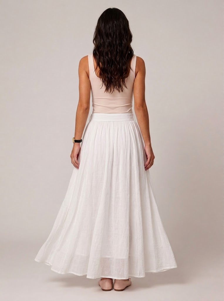 Pomona - Dames maxi-rok met A-lijn en linnenmix