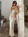 Lucinda - Satijnen One-Shoulder Avondjurk Met Strikdetail