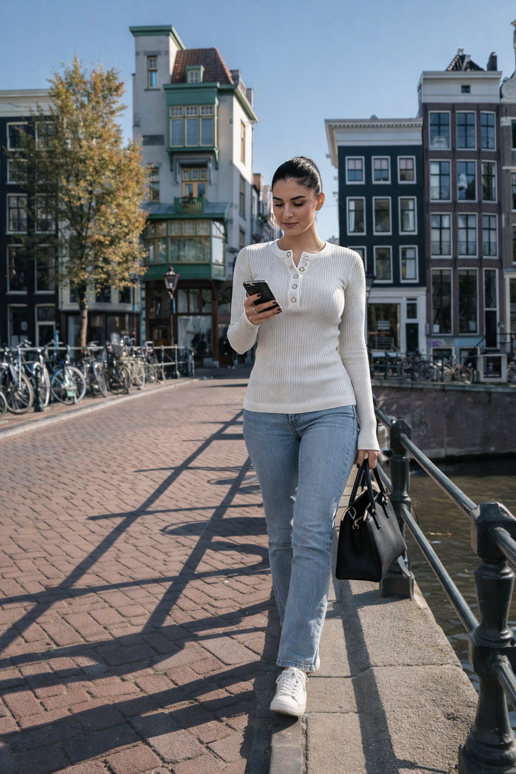 Demi – Blauwe Dames Trui Met Ribstructuur