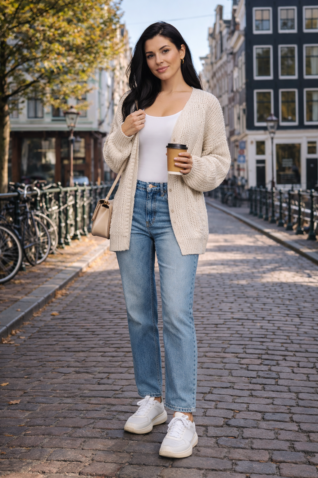 Damaris – Taupebruine Dames Vest Met Ballonmouwen