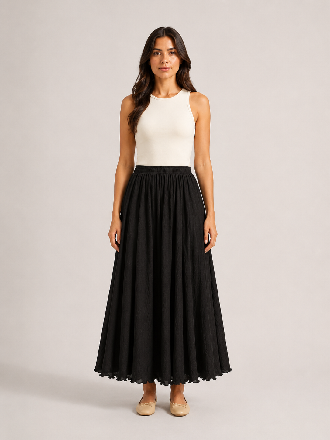 Pomona - Dames Maxi-rok Met A-lijn En Linnenmix