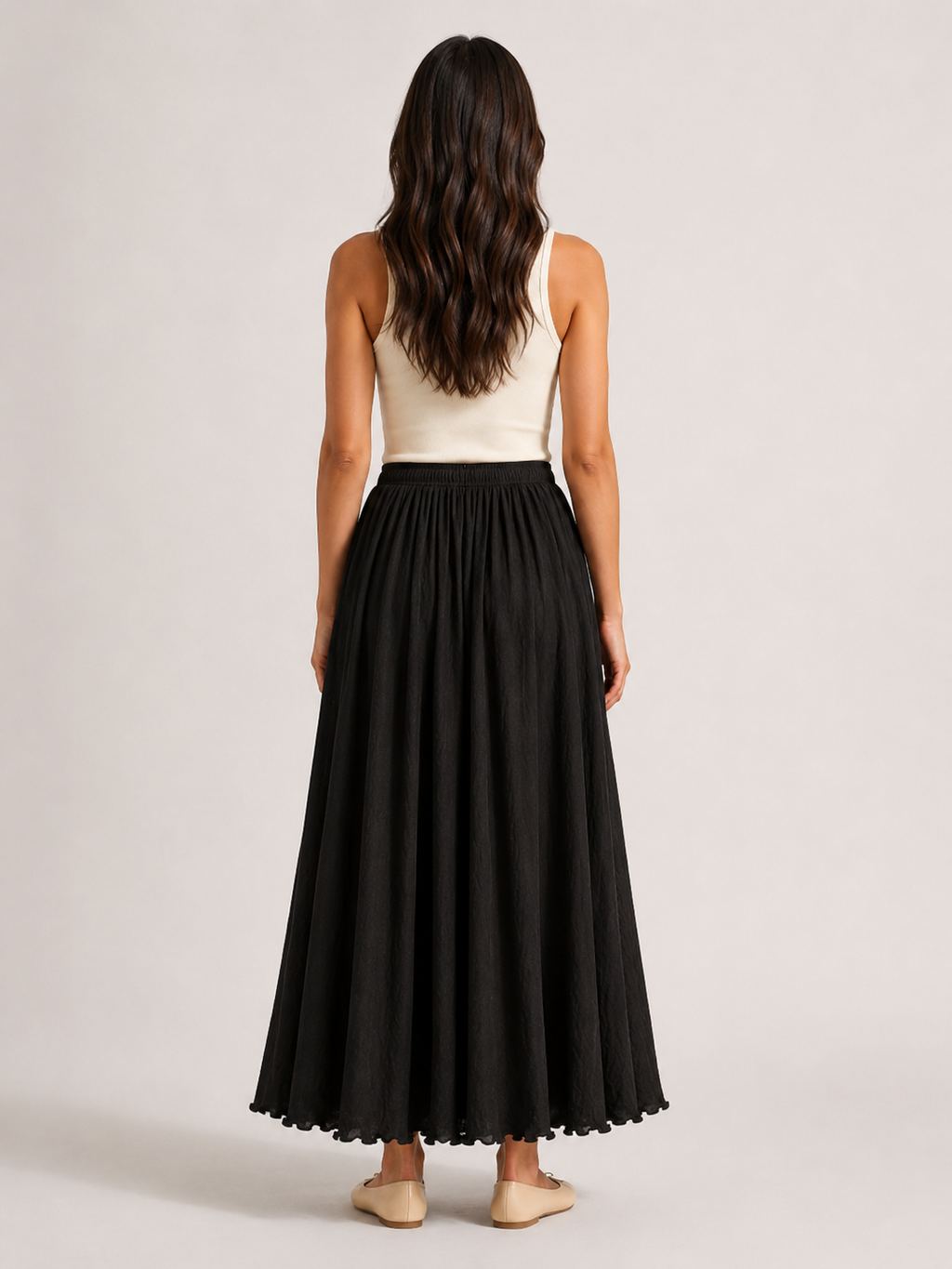 Pomona - Dames Maxi-rok Met A-lijn En Linnenmix