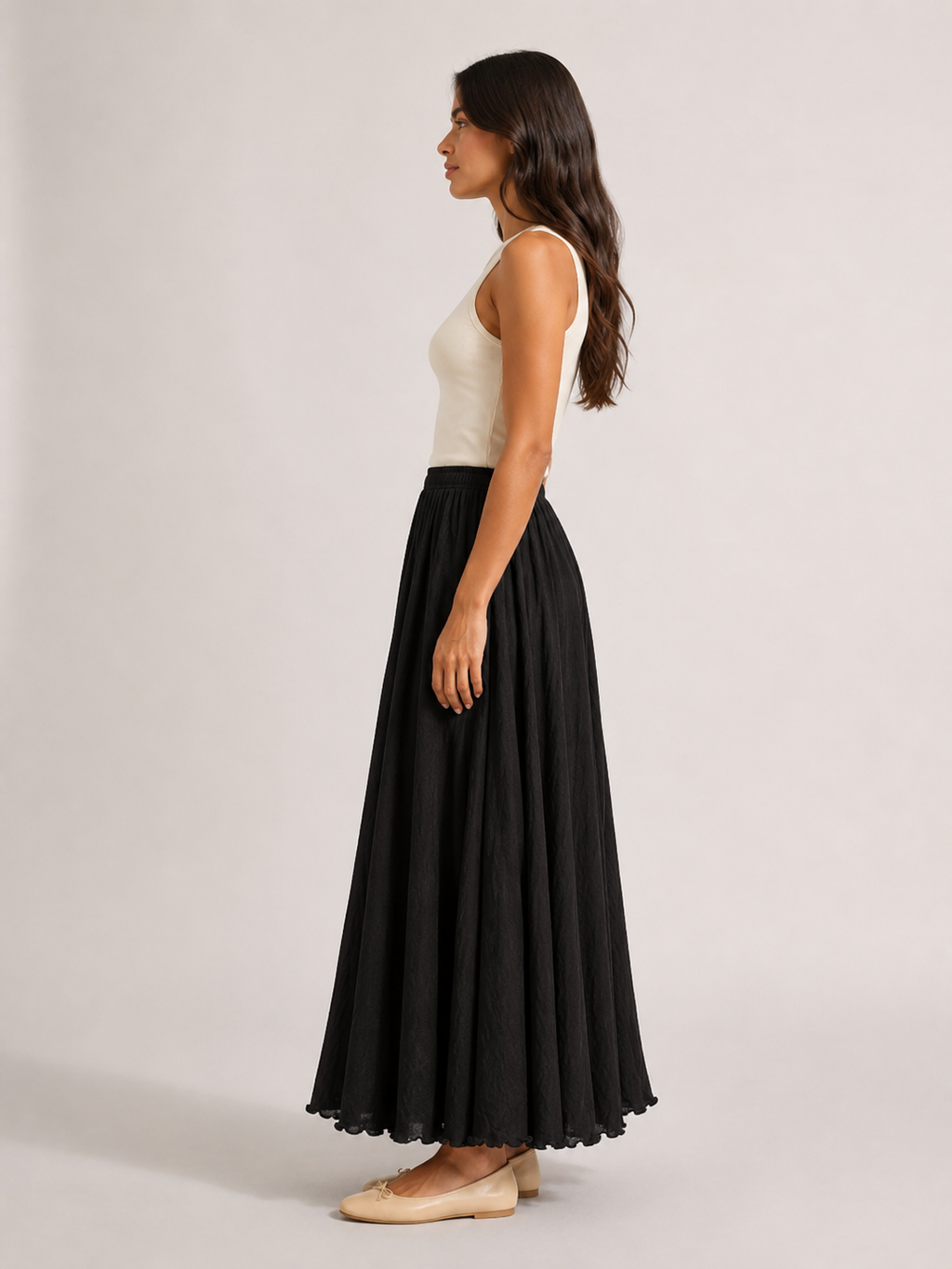 Pomona - Dames Maxi-rok Met A-lijn En Linnenmix