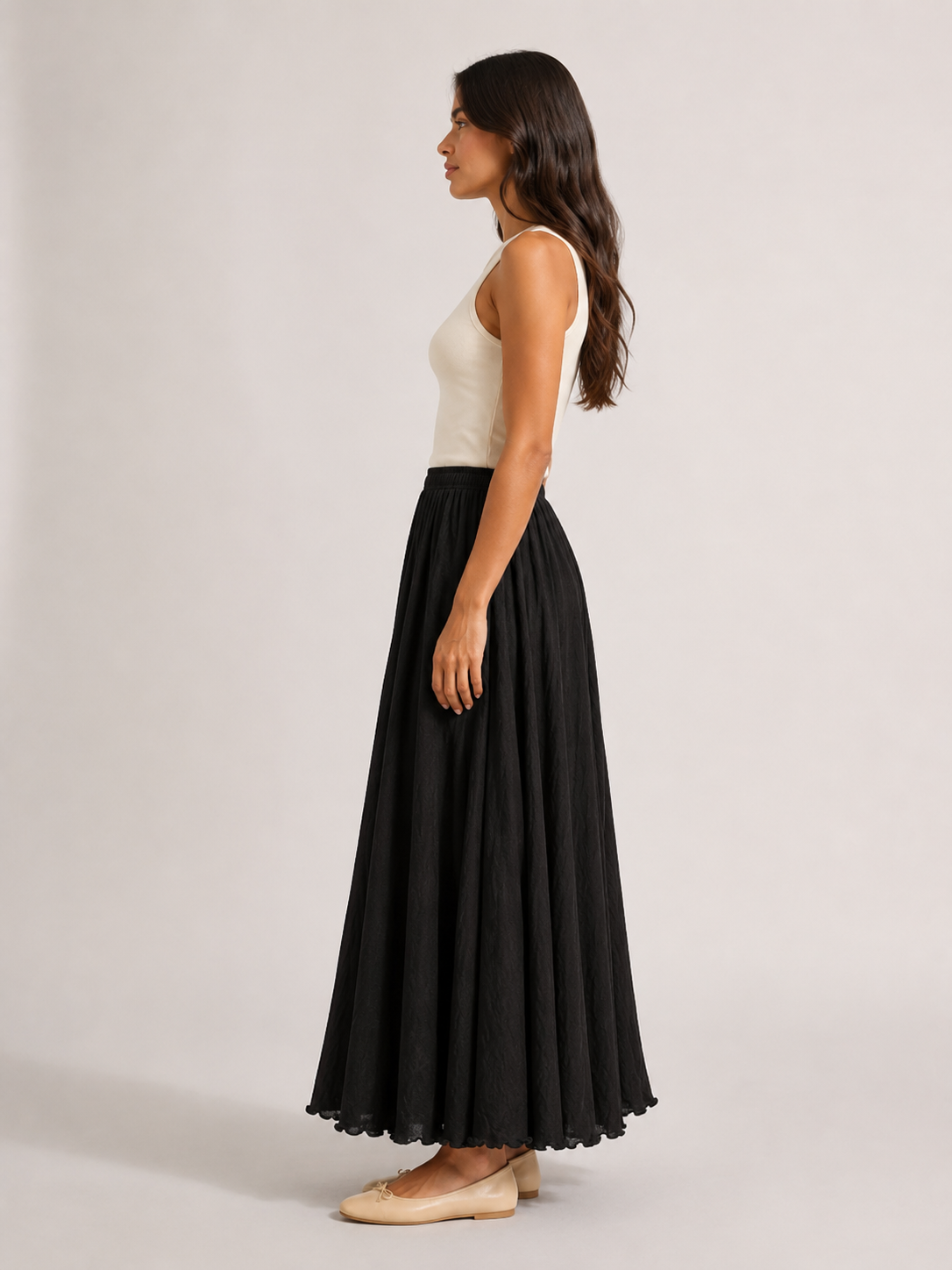 Pomona - Dames Maxi-rok Met A-lijn En Linnenmix