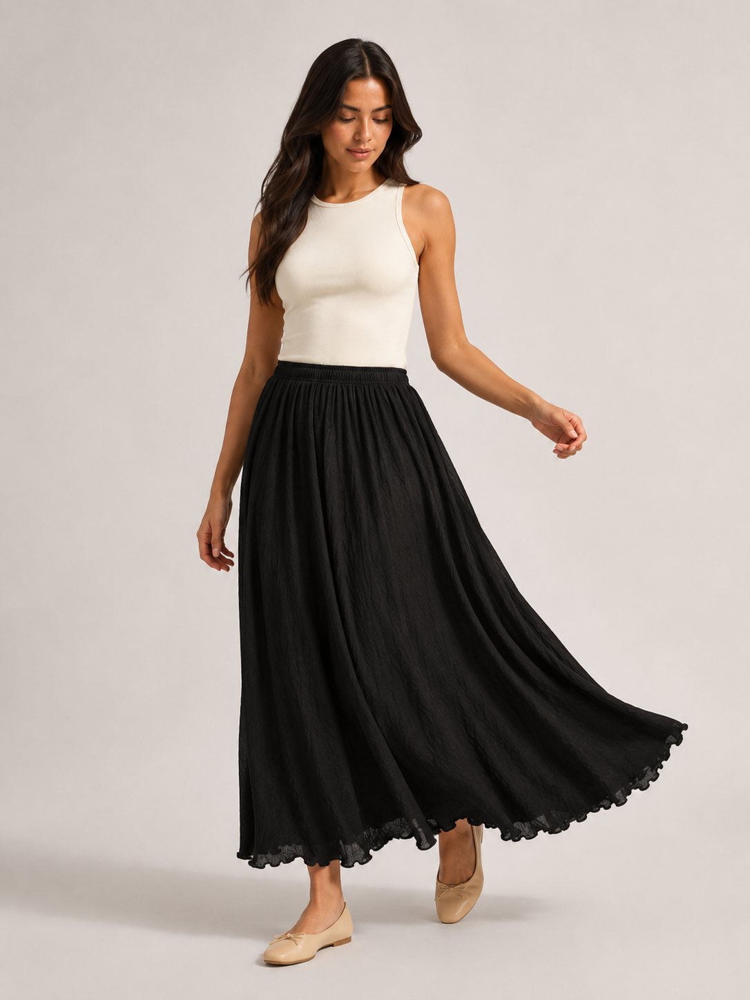 Pomona - Dames Maxi-rok Met A-lijn En Linnenmix