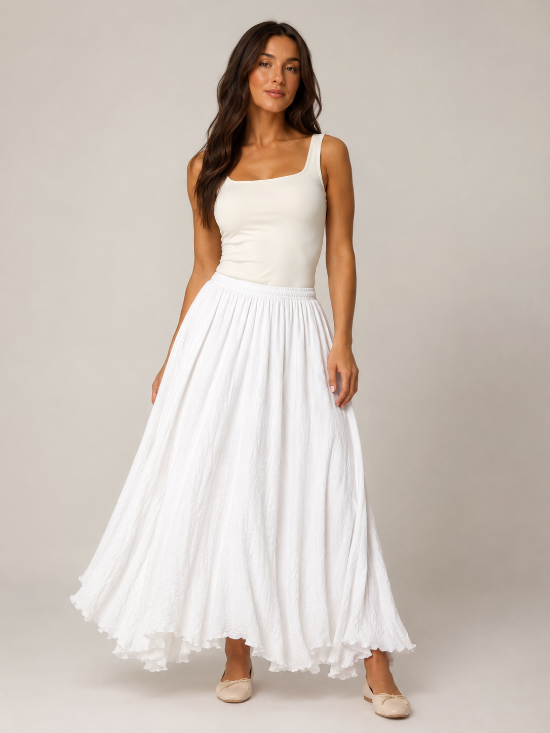 Pomona - Dames Maxi-rok Met A-lijn En Linnenmix