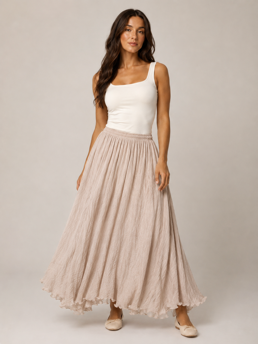 Pomona - Dames Maxi-rok Met A-lijn En Linnenmix