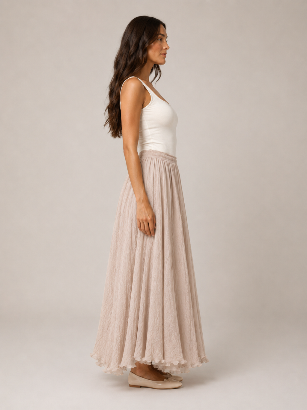 Pomona - Dames Maxi-rok Met A-lijn En Linnenmix