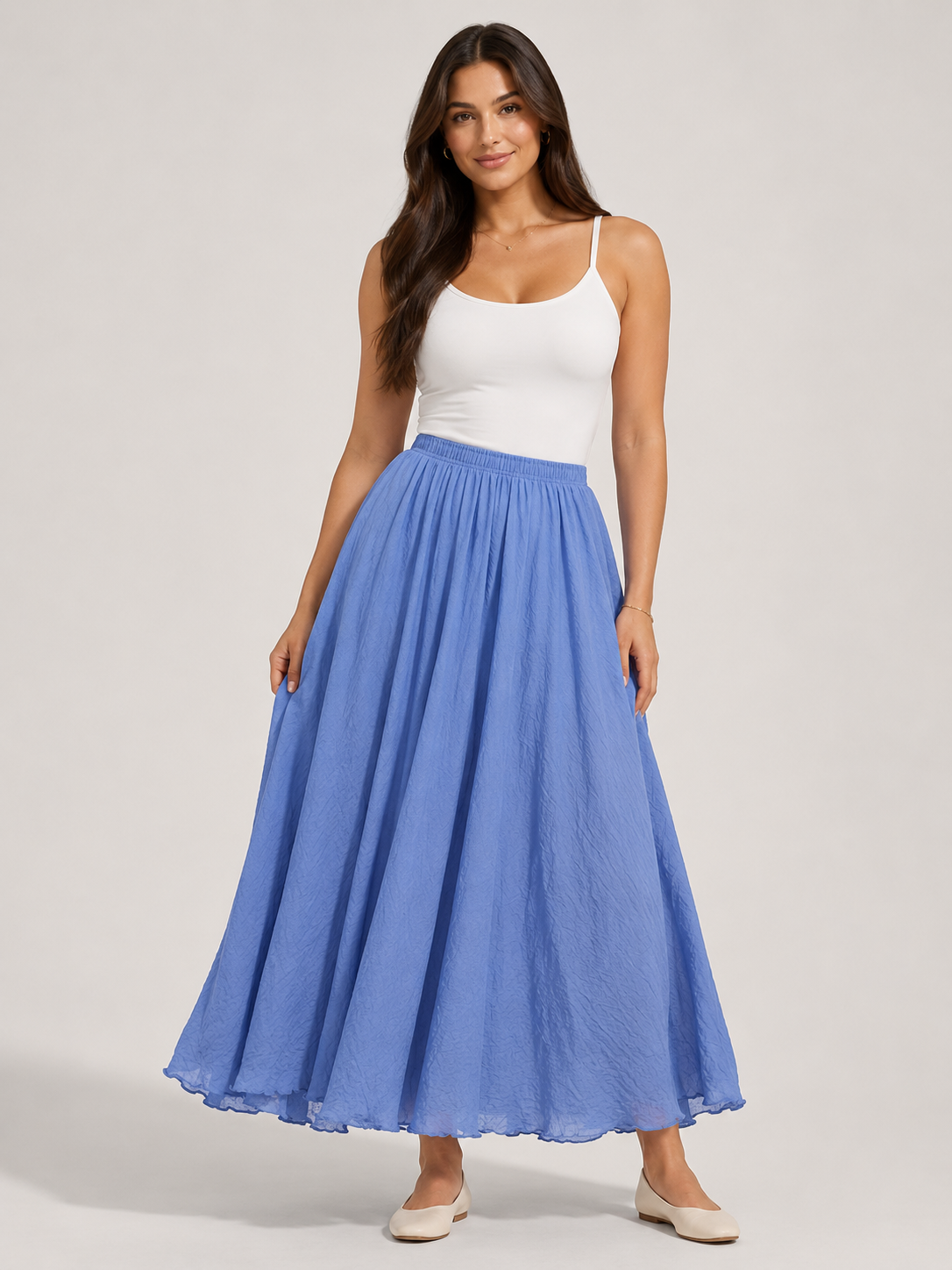 Pomona - Dames Maxi-rok Met A-lijn En Linnenmix