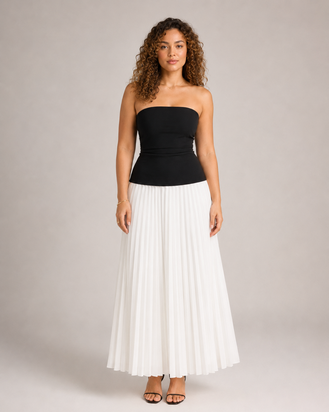 Michelle - Tweedelige Maxi-jurk met Bustiertop en Plissérok