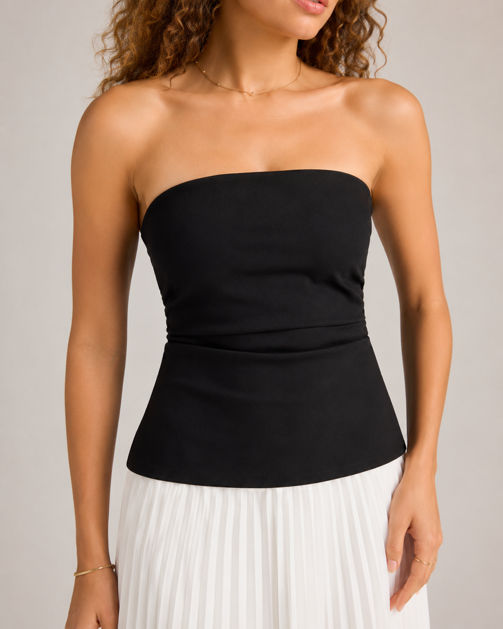 Michelle - Tweedelige Maxi-jurk met Bustiertop en Plissérok