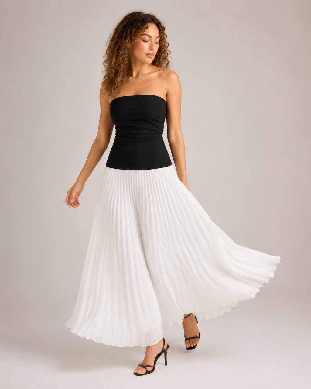 Michelle - Tweedelige Maxi-jurk met Bustiertop en Plissérok