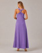 Monique - Halter Maxi-jurk met Knoopdetail