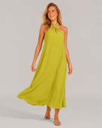 Monique - Halter Maxi-jurk met Knoopdetail