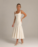 Marelle - Maxi-jurk met Rimpelrok en Brede Bandjes