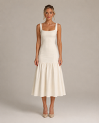 Marelle - Maxi-jurk met Rimpelrok en Brede Bandjes