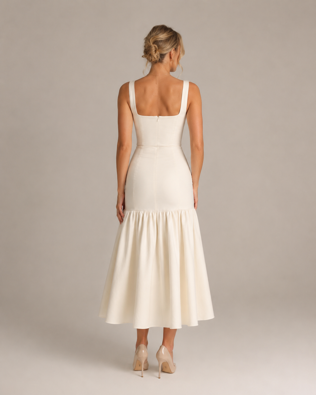 Marelle - Maxi-jurk met Rimpelrok en Brede Bandjes