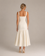 Marelle - Maxi-jurk met Rimpelrok en Brede Bandjes