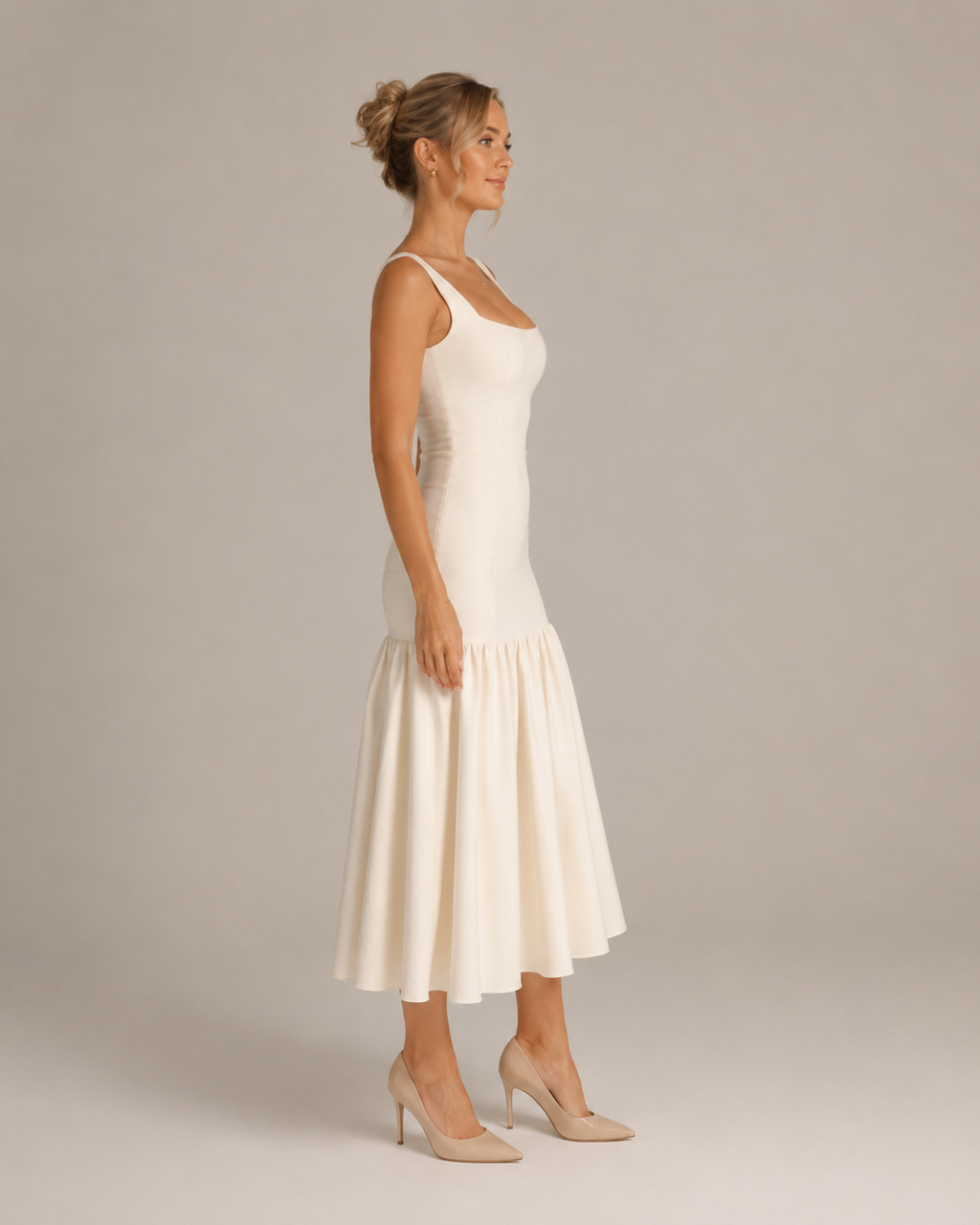 Marelle - Maxi-jurk met Rimpelrok en Brede Bandjes