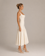 Marelle - Maxi-jurk met Rimpelrok en Brede Bandjes