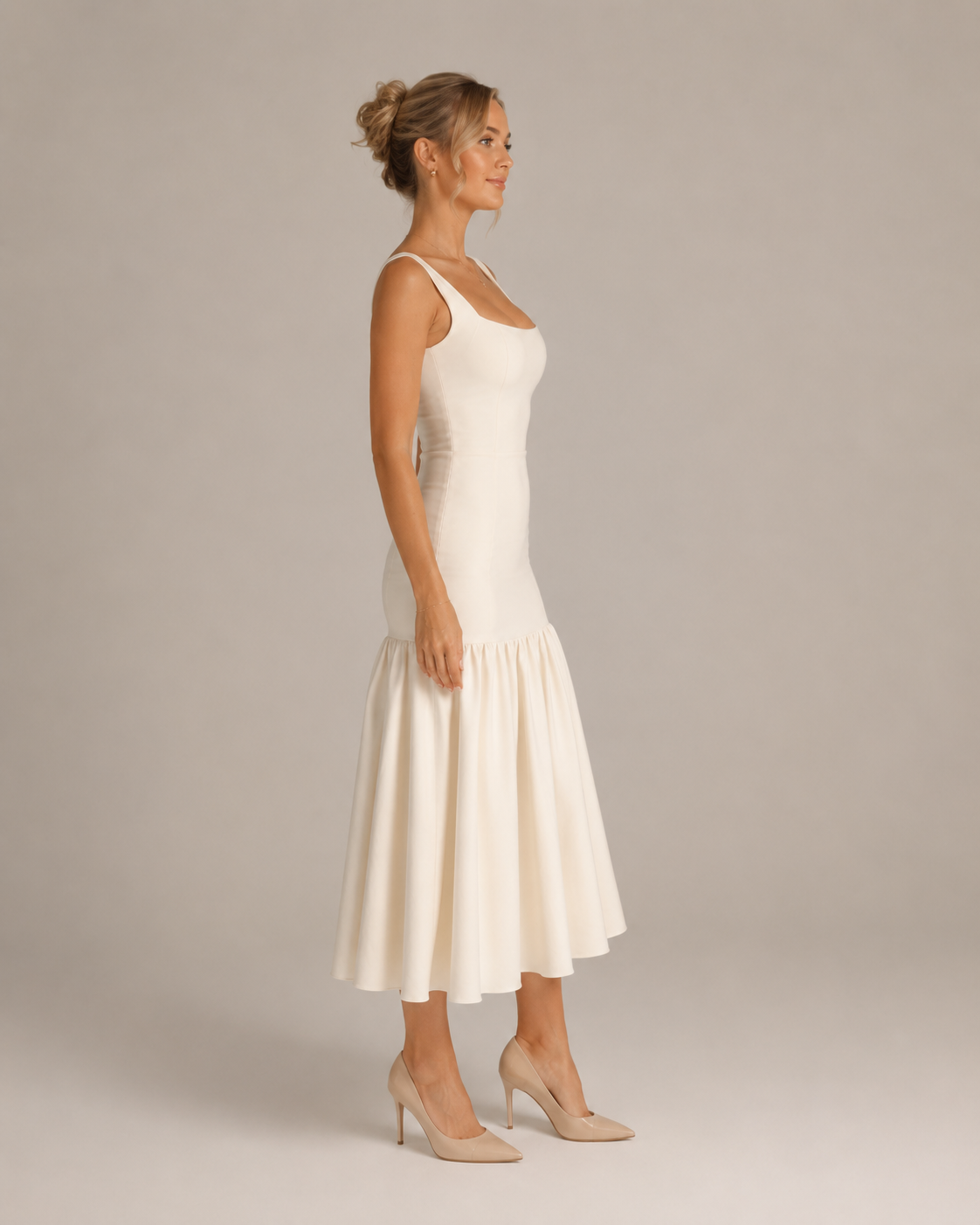 Marelle - Maxi-jurk met Rimpelrok en Brede Bandjes