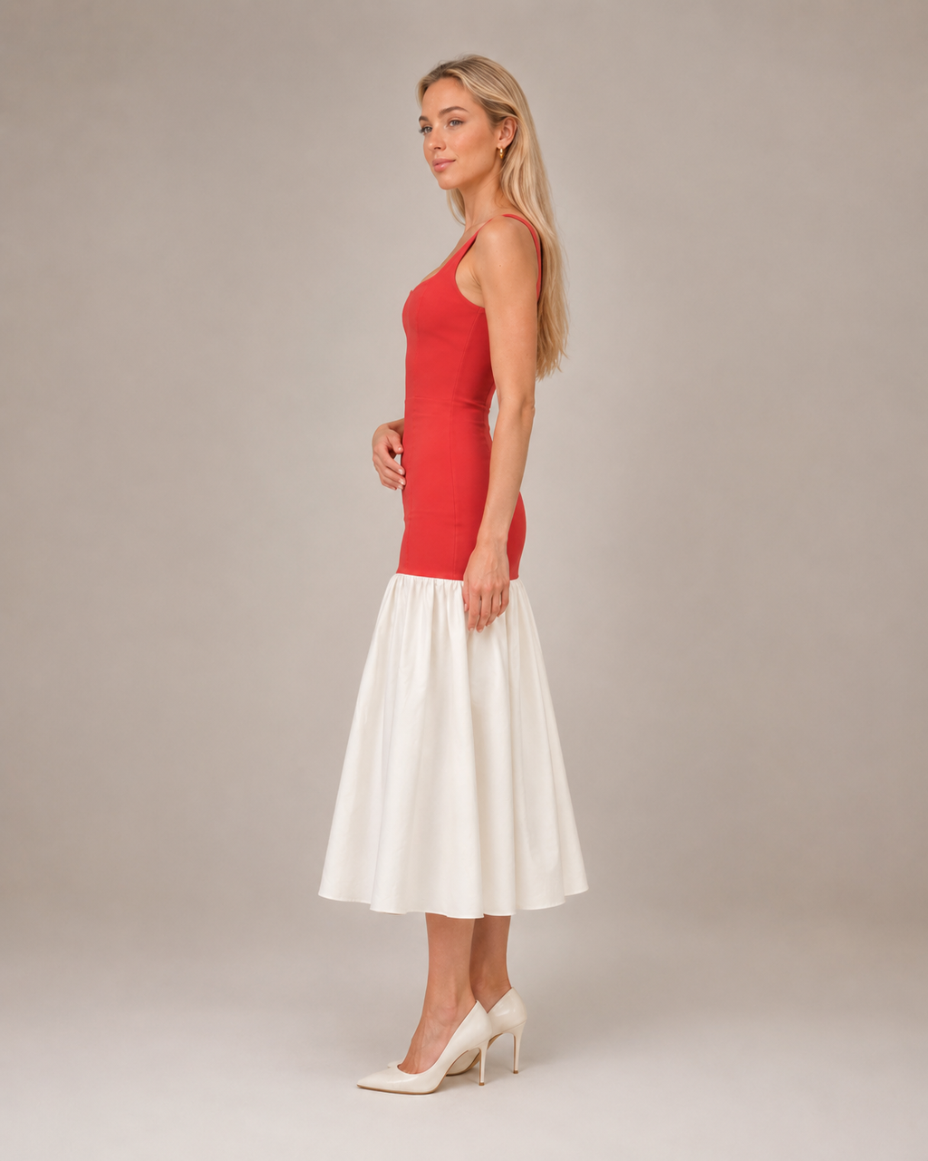 Marelle - Maxi-jurk met Rimpelrok en Brede Bandjes