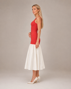 Marelle - Maxi-jurk met Rimpelrok en Brede Bandjes