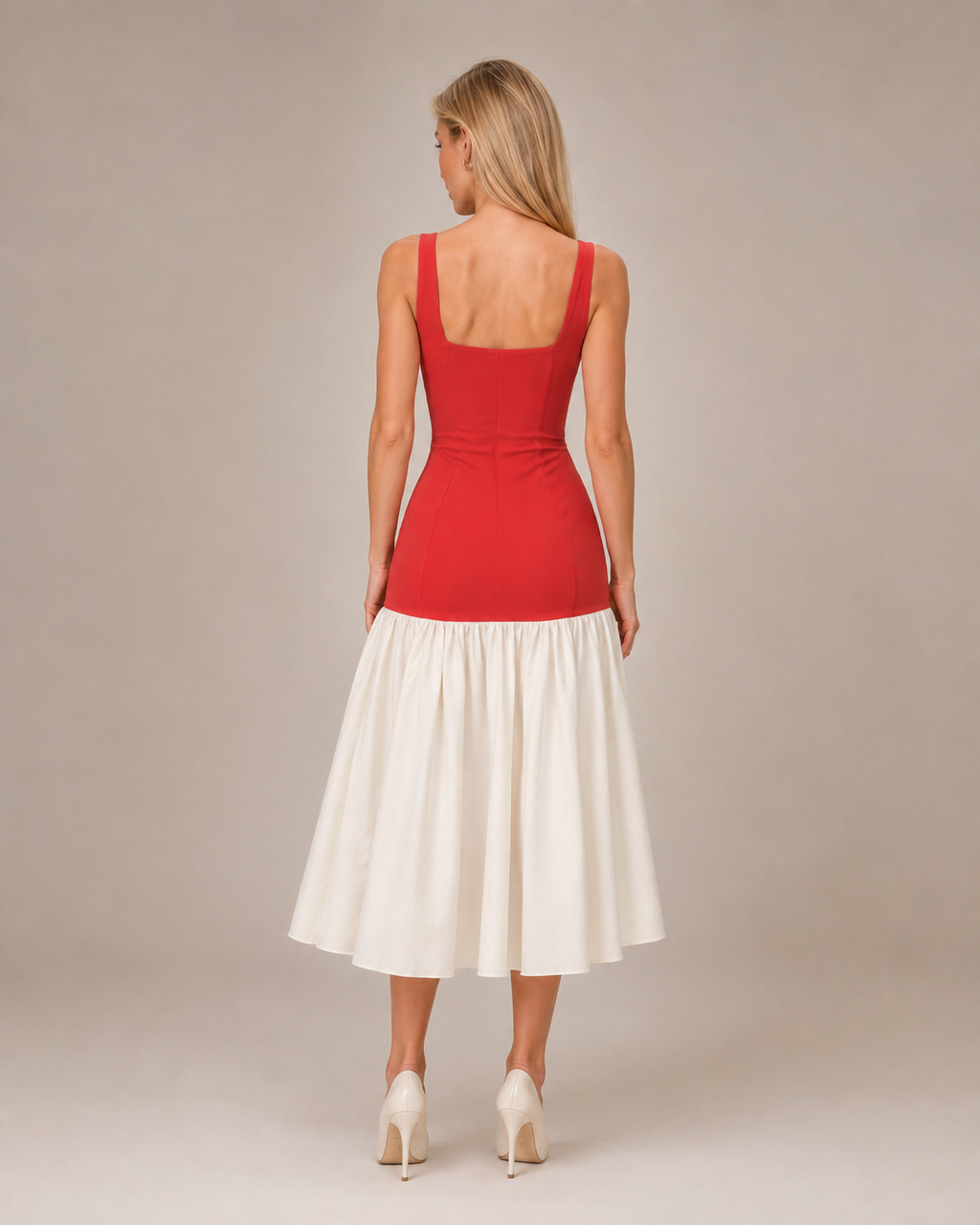 Marelle - Maxi-jurk met Rimpelrok en Brede Bandjes