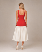 Marelle - Maxi-jurk met Rimpelrok en Brede Bandjes
