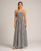 Mirabel - Gestreepte Maxi-jurk Met Smocktop En Spaghettibandjes