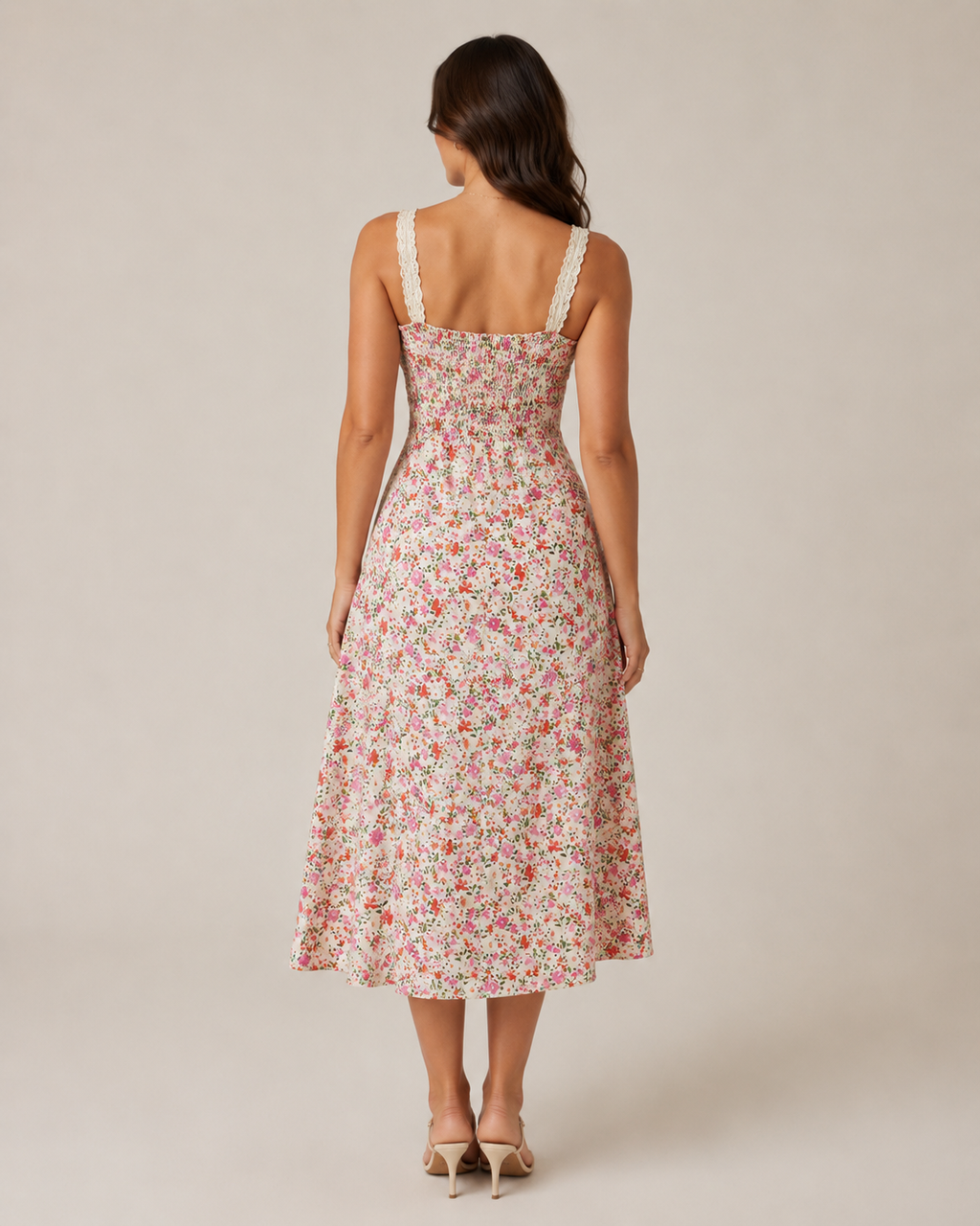 Marianne - Midi-jurk Met Bloemenprint En Vetersluiting