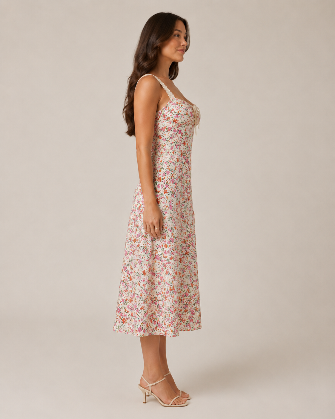 Marianne - Midi-jurk Met Bloemenprint En Vetersluiting