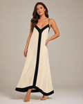 Maeve - Maxi-jurk met V-hals en Contrasterende Details