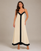 Maeve - Maxi-jurk met V-hals en Contrasterende Details
