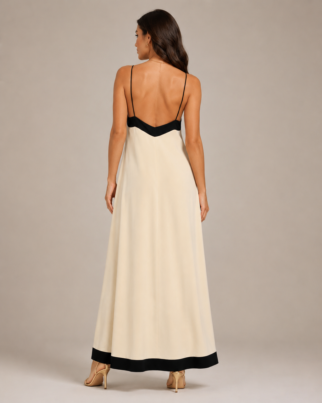 Maeve - Maxi-jurk met V-hals en Contrasterende Details