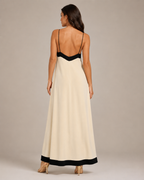 Maeve - Maxi-jurk met V-hals en Contrasterende Details