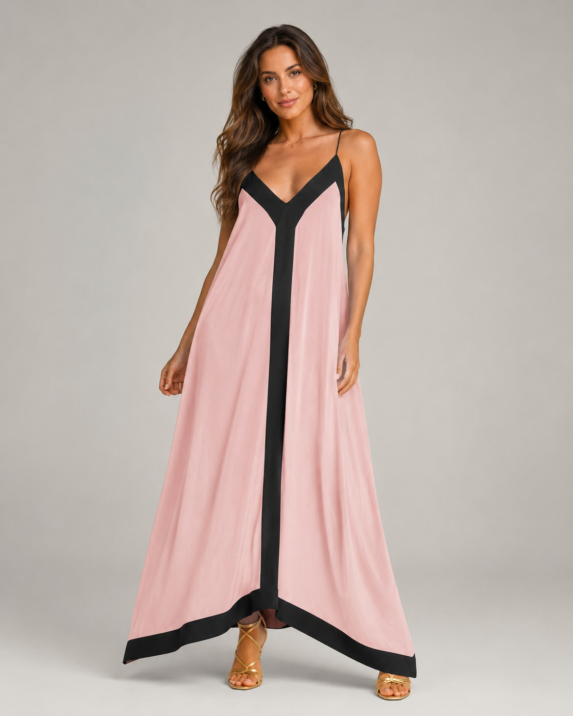 Maeve - Maxi-jurk met V-hals en Contrasterende Details