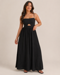 Maureen - Linnen Maxi-jurk met Cut-out en Spaghettibandjes