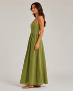 Maureen - Linnen Maxi-jurk met Cut-out en Spaghettibandjes