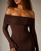 Marilou - Schouderloze Maxi-jurk met Glitter en Transparante Mouwen