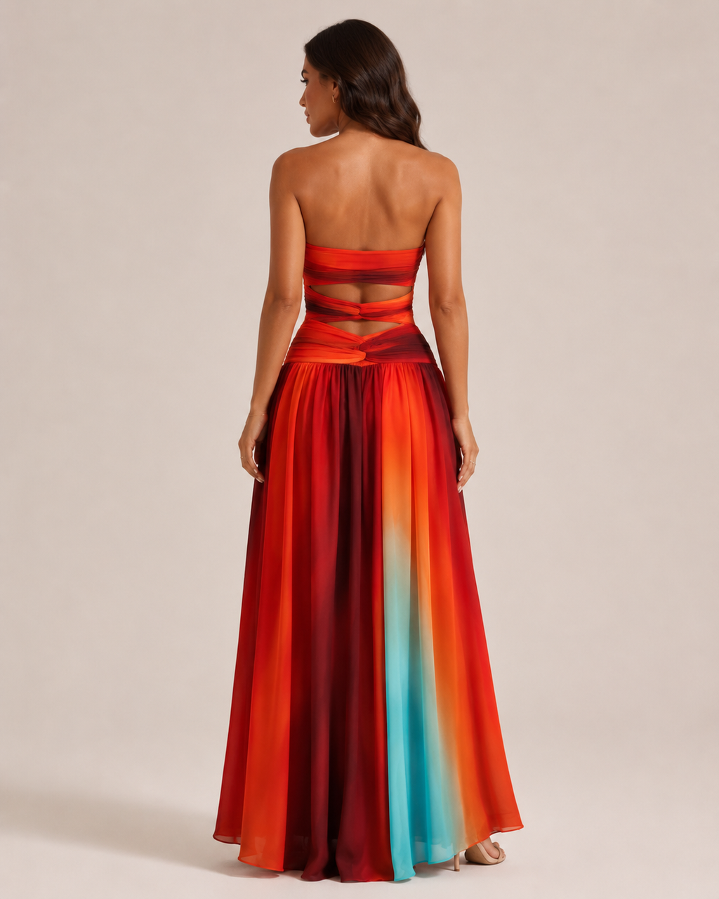 Marente - Bandeau Maxi-jurk met Cut-outs en Kleurverloop