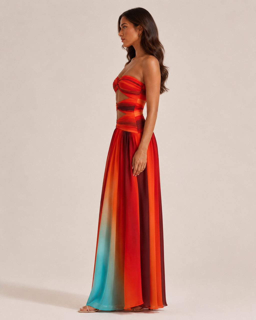 Marente - Bandeau Maxi-jurk met Cut-outs en Kleurverloop