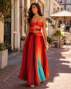 Marente - Bandeau Maxi-jurk met Cut-outs en Kleurverloop