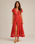 Marlot - Boho Maxi-jurk met Wikkel-Look en Hoge Split