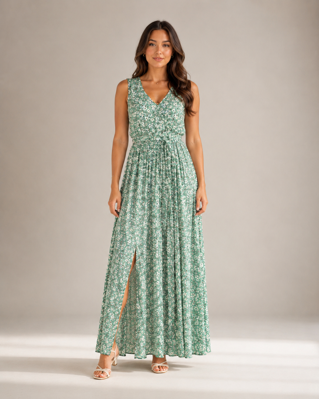 Maren - Mouwloze Maxi-jurk met Bloemenprint en Split