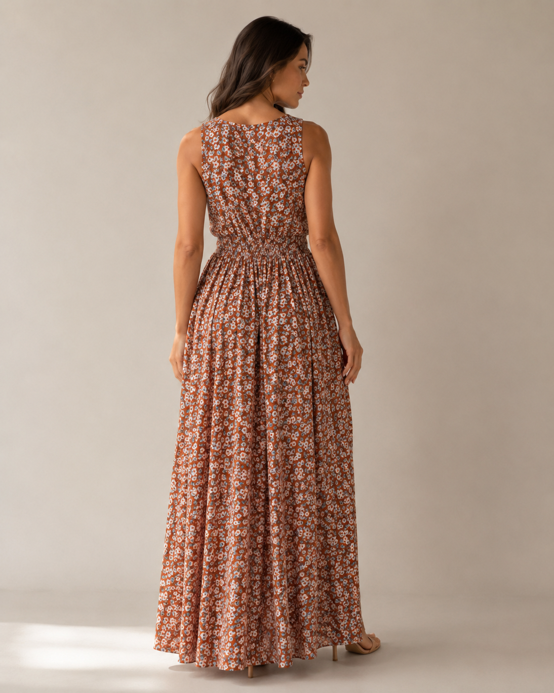 Maren - Mouwloze Maxi-jurk met Bloemenprint en Split
