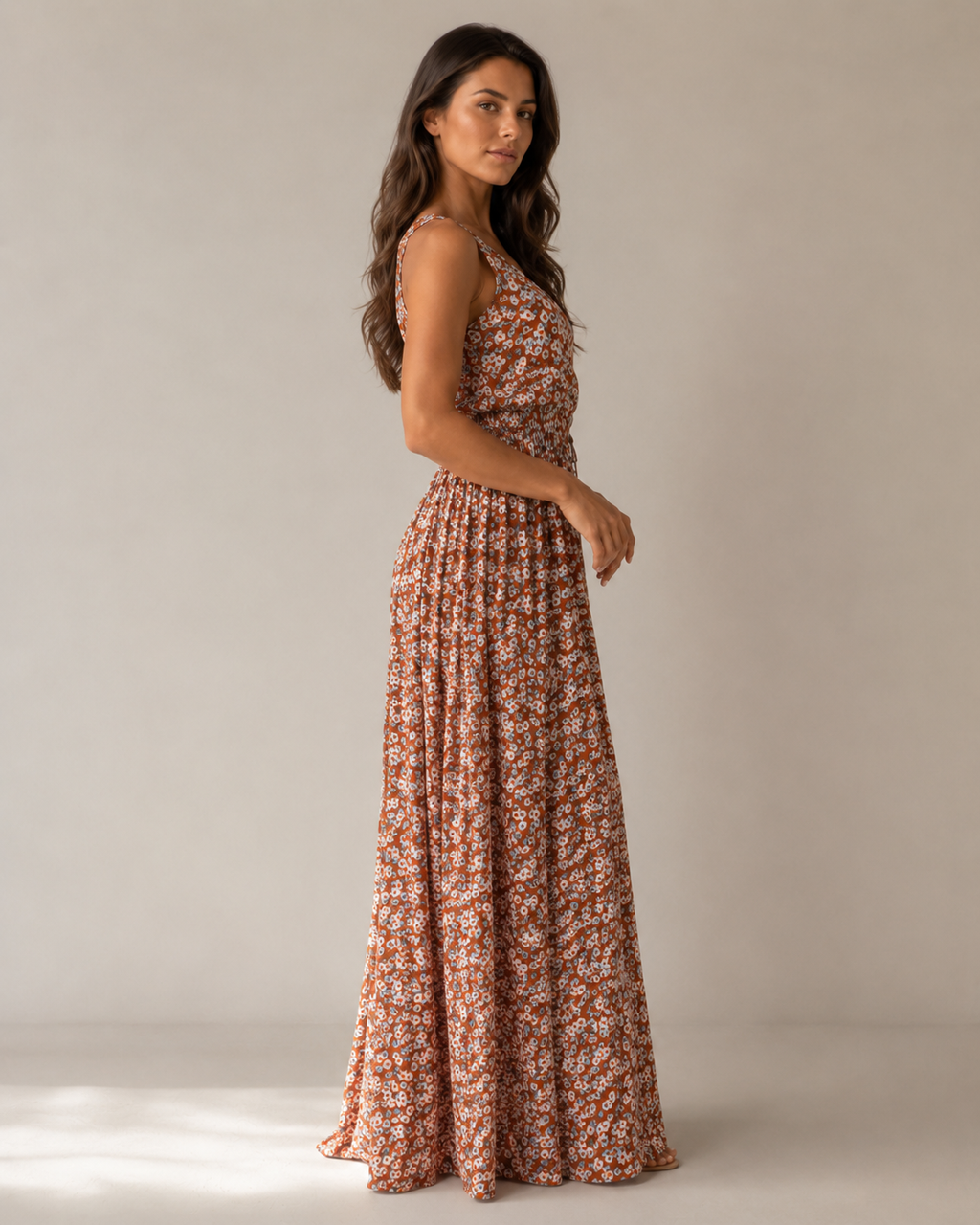 Maren - Mouwloze Maxi-jurk met Bloemenprint en Split
