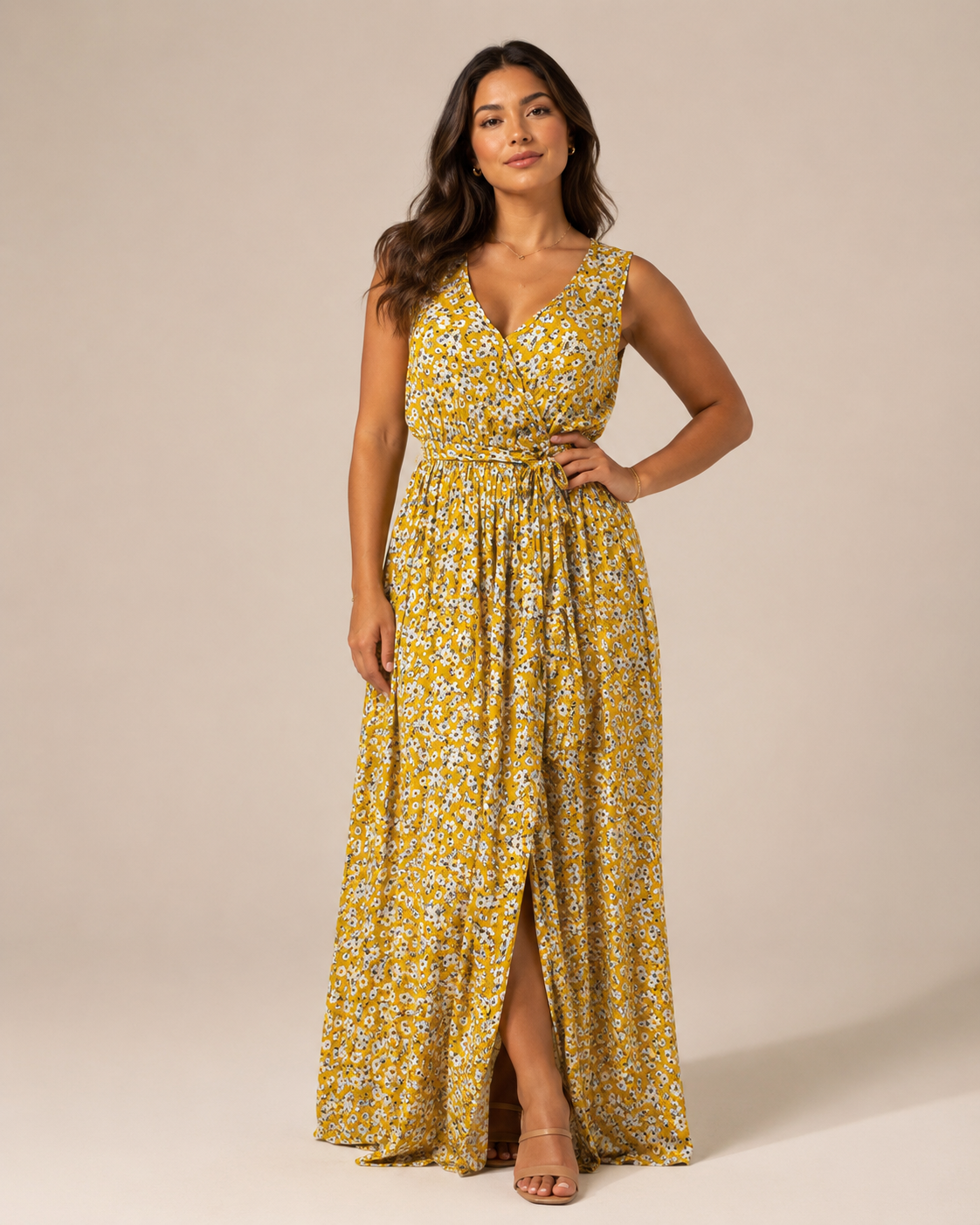 Maren - Mouwloze Maxi-jurk met Bloemenprint en Split